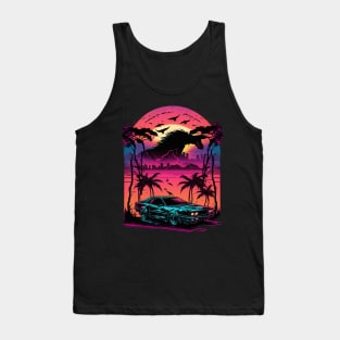 Retro Car in Synthwave Style Tank Top